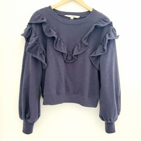 Vanilla Star Sweaters - Vanilla Star Ruffled Blue Sweater